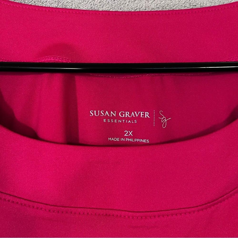 Susan Graver Essentials Top Liquid Knit Fuchsia Pink Womens 2X - Picture 3 of 7